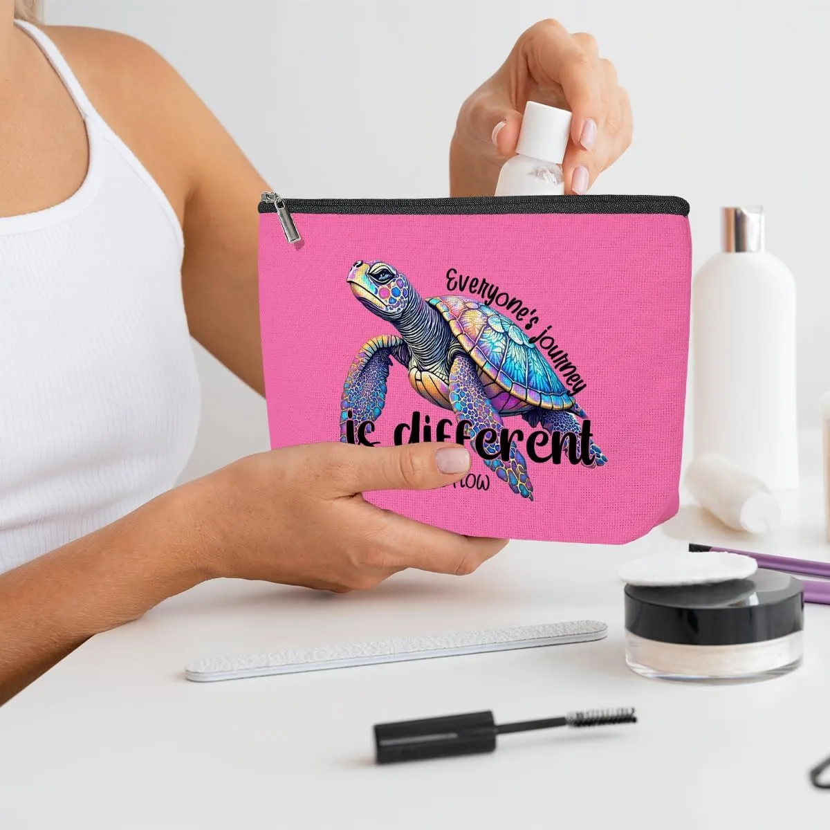 3 Pack Funny Beach Sea Turtle Gifts for Women Turtle Lovers Bestie Makeup Bag,Travel Essentials Cosmetic Bags for Women,Birthday Graduation Christmas Vacation Friendship Girl Weekend Journey