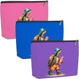 3 Pack Funny Beach Sea Turtle Gifts for Women Turtle Lovers Doctor Bestie Trip Makeup Bag,Travel Essentials Cosmetic Bags for Women,Birthday Graduation Vacation Friendship Girl Weekend Retirement