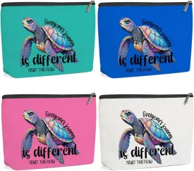 4 Pack Funny Beach Sea Turtle Gifts for Women Turtle Lovers Mom Bestie Teacher Girls Trip Makeup Bag,Travel Essentials Cosmetic Bags for Women,Graduation Christmas Birthday Vacation Weekend Journey