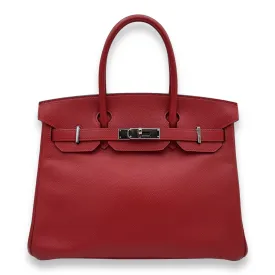 Birkin 30 Rouge Casaque in Epsom, Palladium hardware