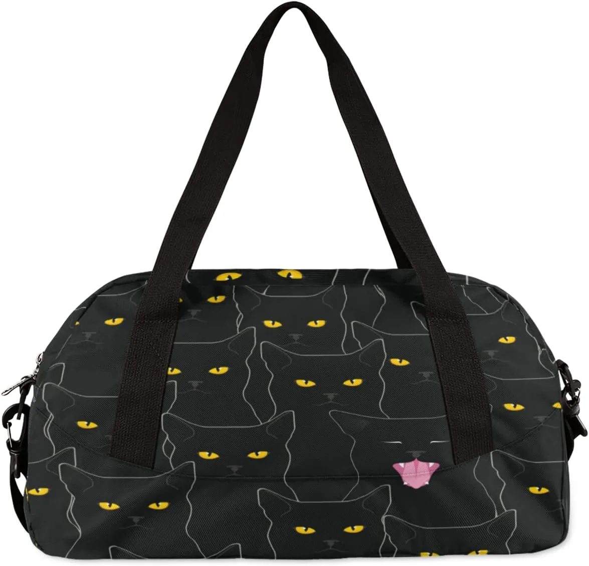 Black Cat Animal Pattern Gym Bag - Small Travel Duffel for Sports, Overnight, Lightweight Weekender, Workout, Dance Bag for Boys, Girls, Kids, Teens