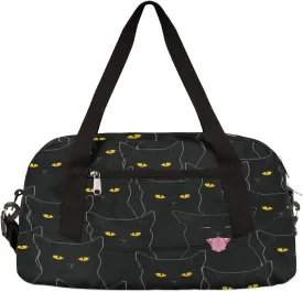 Black Cat Animal Pattern Gym Bag - Small Travel Duffel for Sports, Overnight, Lightweight Weekender, Workout, Dance Bag for Boys, Girls, Kids, Teens