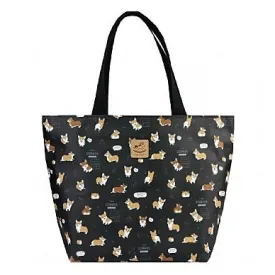 Black Corgi Puppy Large Travel Tote