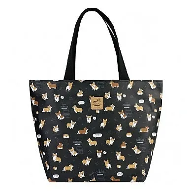 Black Corgi Puppy Large Travel Tote