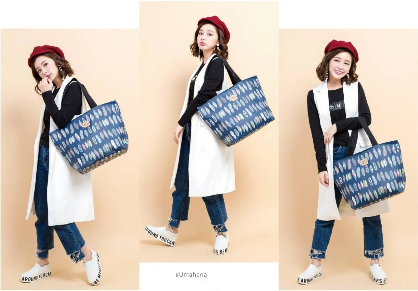 Blue Snow Corgi Large Travel Tote