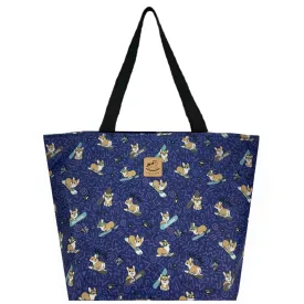 Blue Snow Corgi Large Travel Tote