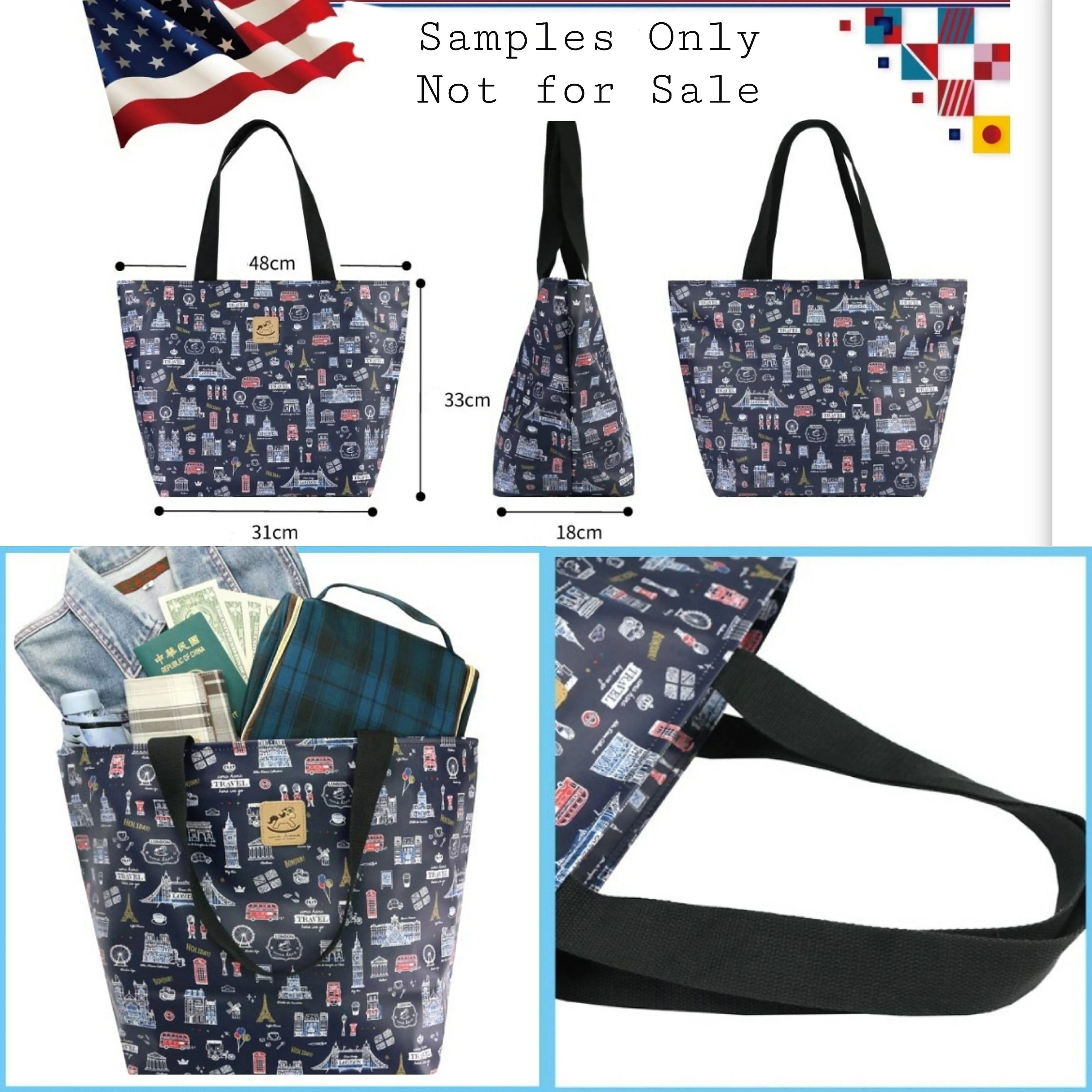 Blue Snow Corgi Large Travel Tote