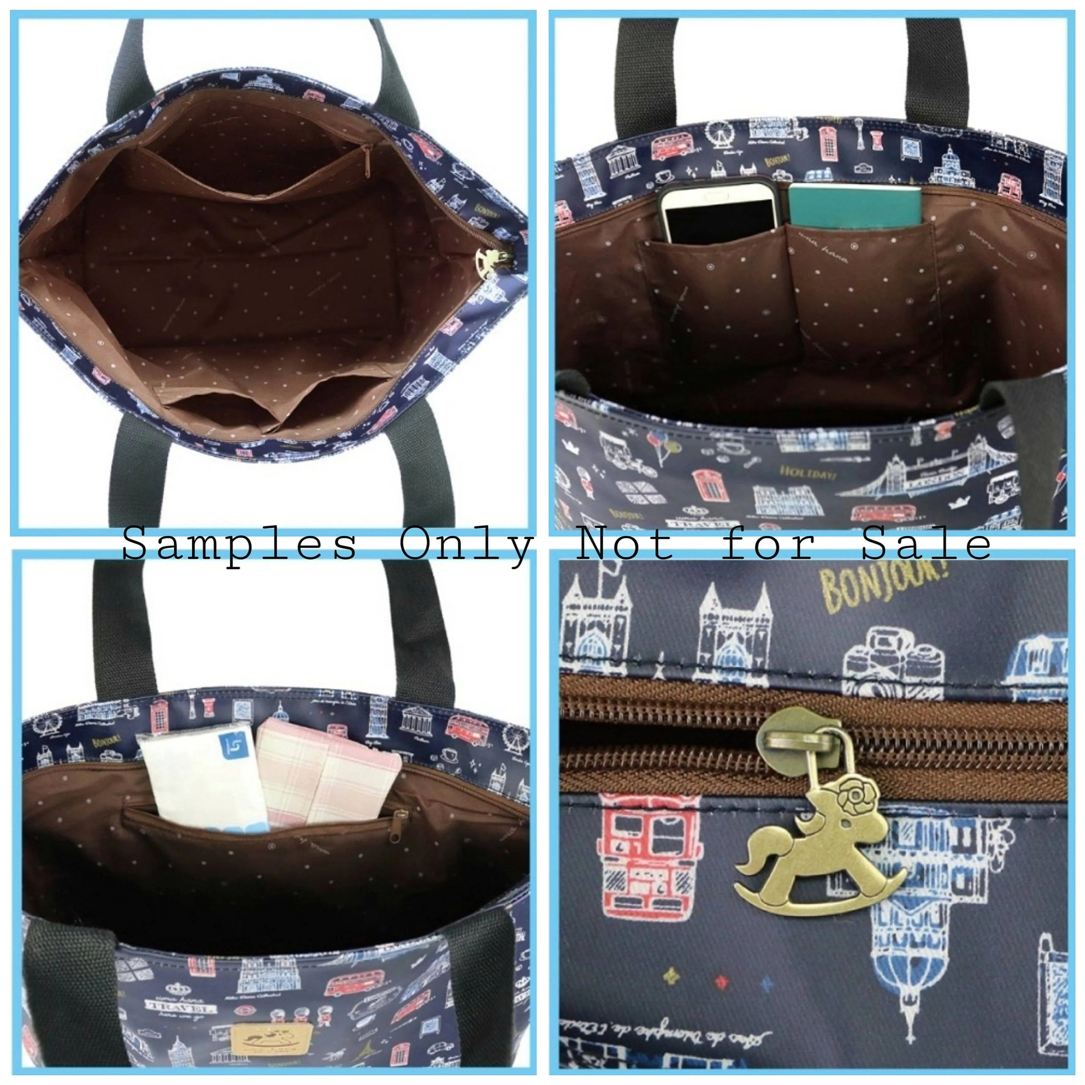 Blue Snow Corgi Large Travel Tote