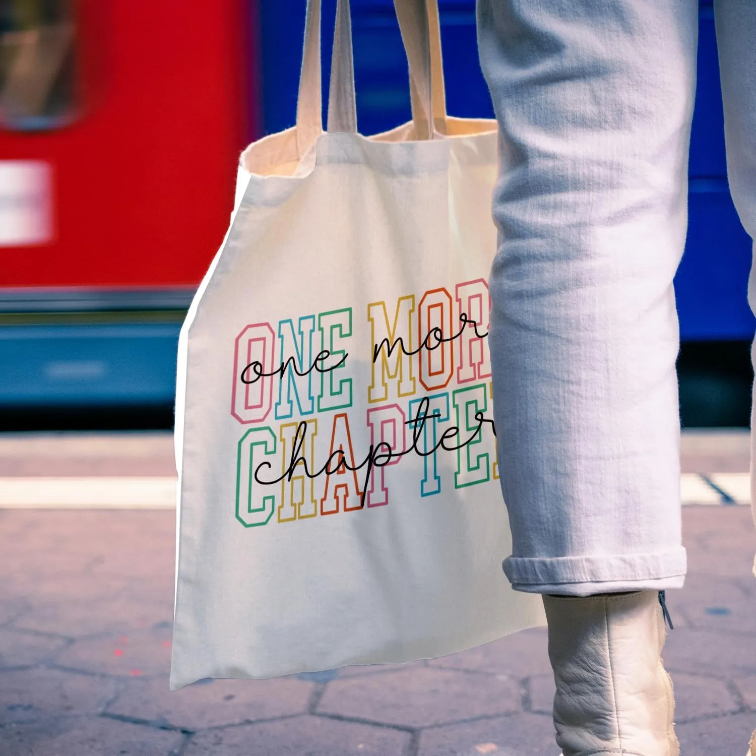 Book Library Tote Bag - One More Chapter Canvas Tote Bag, Bookish Home Library Reading Bag, Bookish Gifts for Readers Book Lovers Women, Presents for Book Lovers