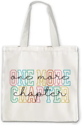 Book Library Tote Bag - One More Chapter Canvas Tote Bag, Bookish Home Library Reading Bag, Bookish Gifts for Readers Book Lovers Women, Presents for Book Lovers