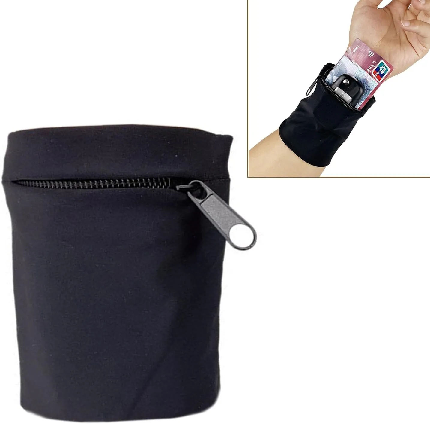 boshiho Unisex Zippered Wristband Pouch Runners Wrist Pocket Reversible Wrist Wallet