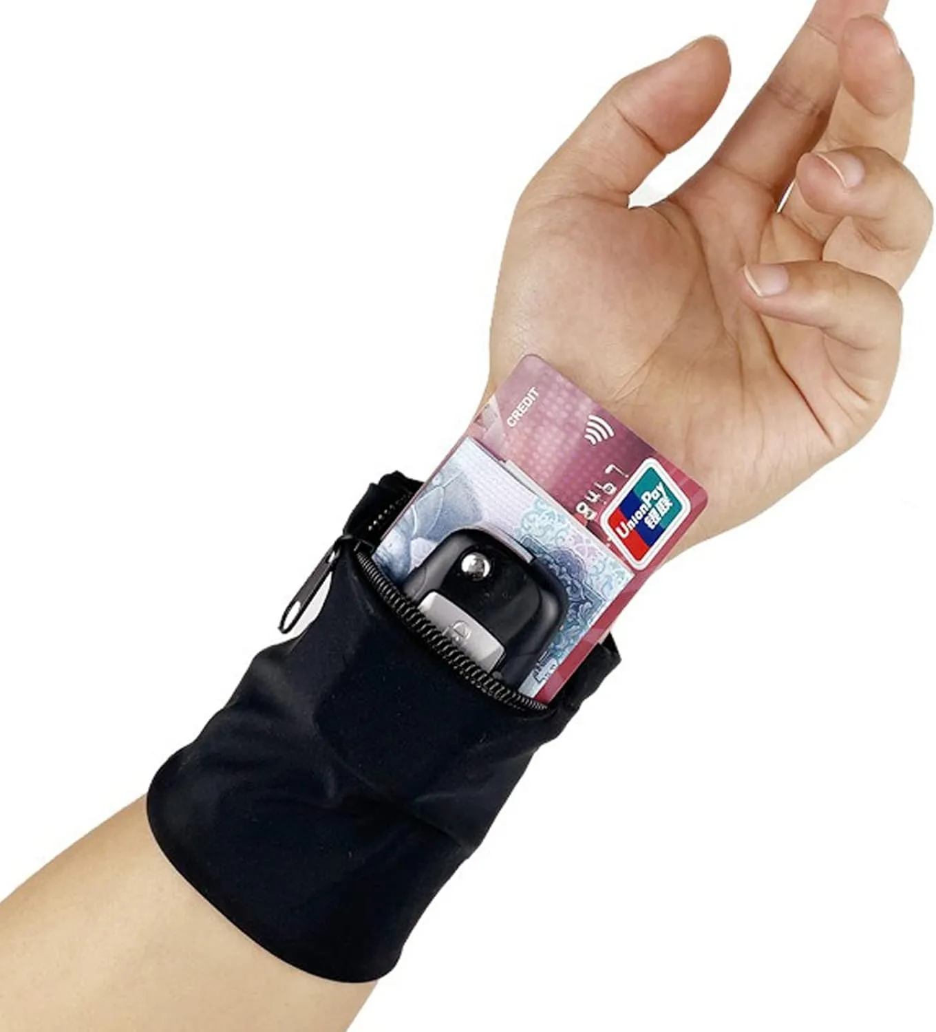 boshiho Unisex Zippered Wristband Pouch Runners Wrist Pocket Reversible Wrist Wallet