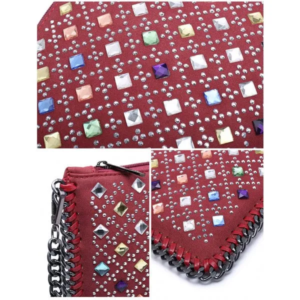 Cabochon Grey Multi Gem Clutch Bag