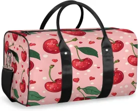 Cherry Travel Duffle Bag, Sports Gym Bags for Women Men, Carry On Weekender Overnight Bag, Cute Fruit Workout Hospital Airplane Trips Bag
