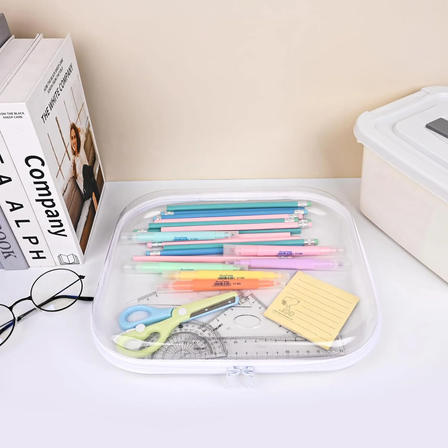 Clear Hard Shell Zipper Case,Transparent Clear Zipper Pouches,Hard Side Plastic Case Set,Portable Travel Storage Organizer Bins