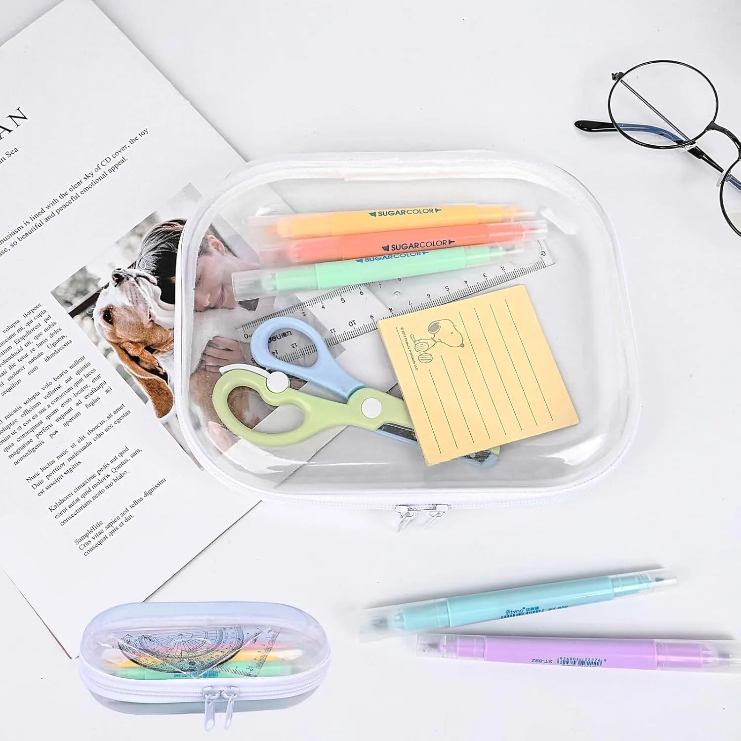 Clear Hard Shell Zipper Case,Transparent Clear Zipper Pouches,Hard Side Plastic Case Set,Portable Travel Storage Organizer Bins