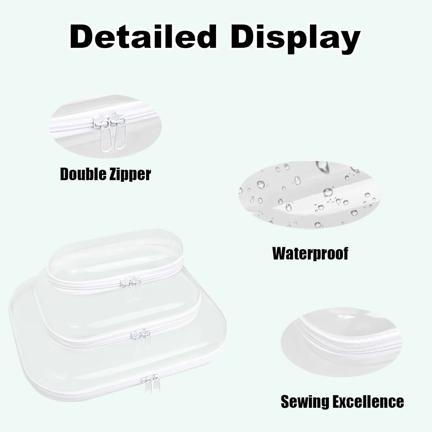Clear Hard Shell Zipper Case,Transparent Clear Zipper Pouches,Hard Side Plastic Case Set,Portable Travel Storage Organizer Bins