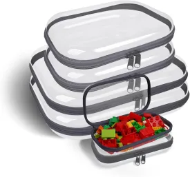 Clear Hard Shell Zipper Case,Transparent Clear Zipper Pouches,Hard Side Plastic Case Set,Portable Travel Storage Organizer Bins