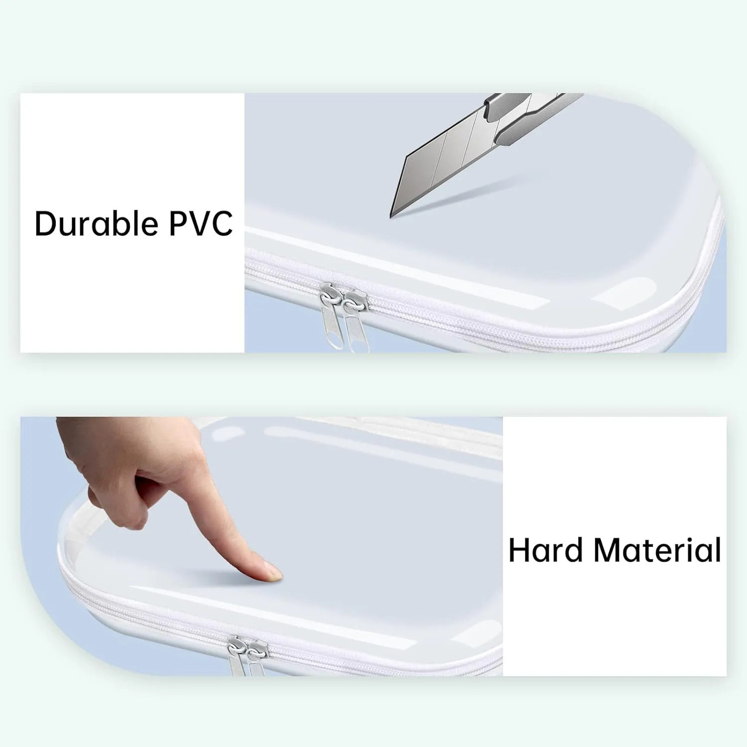 Clear Hard Shell Zipper Case,Transparent Clear Zipper Pouches,Hard Side Plastic Case Set,Portable Travel Storage Organizer Bins