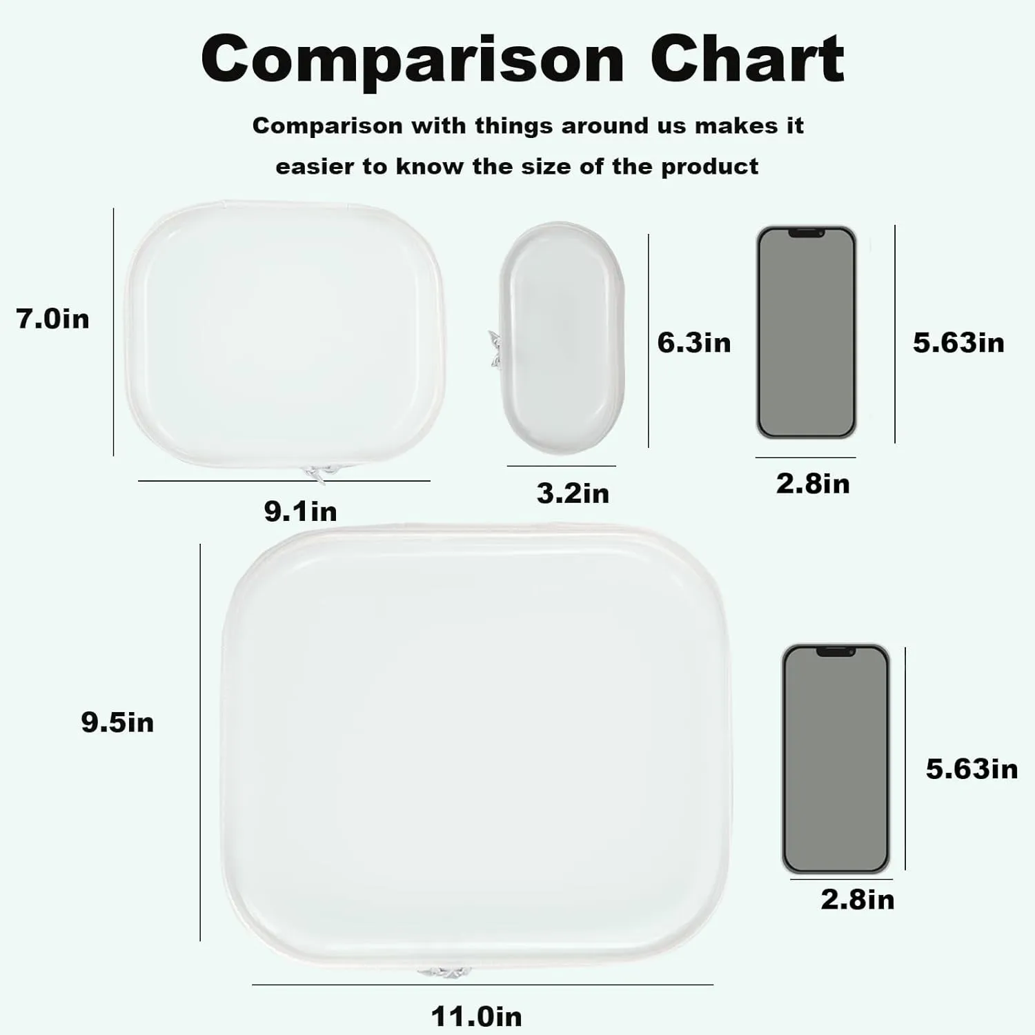 Clear Hard Shell Zipper Case,Transparent Clear Zipper Pouches,Hard Side Plastic Case Set,Portable Travel Storage Organizer Bins