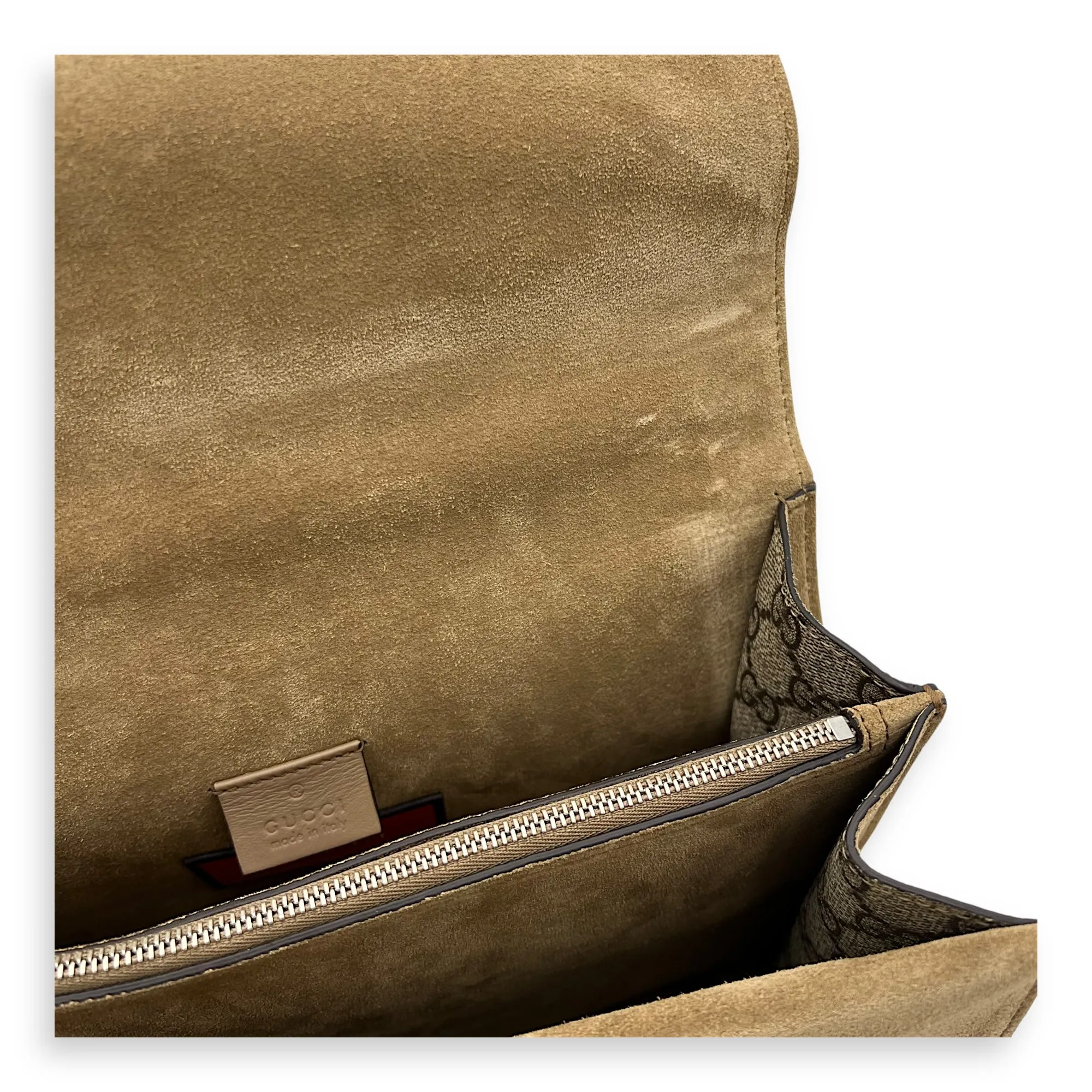 Dionysus Shoulder Bag Grey in Coated Canvas, Silver hardware