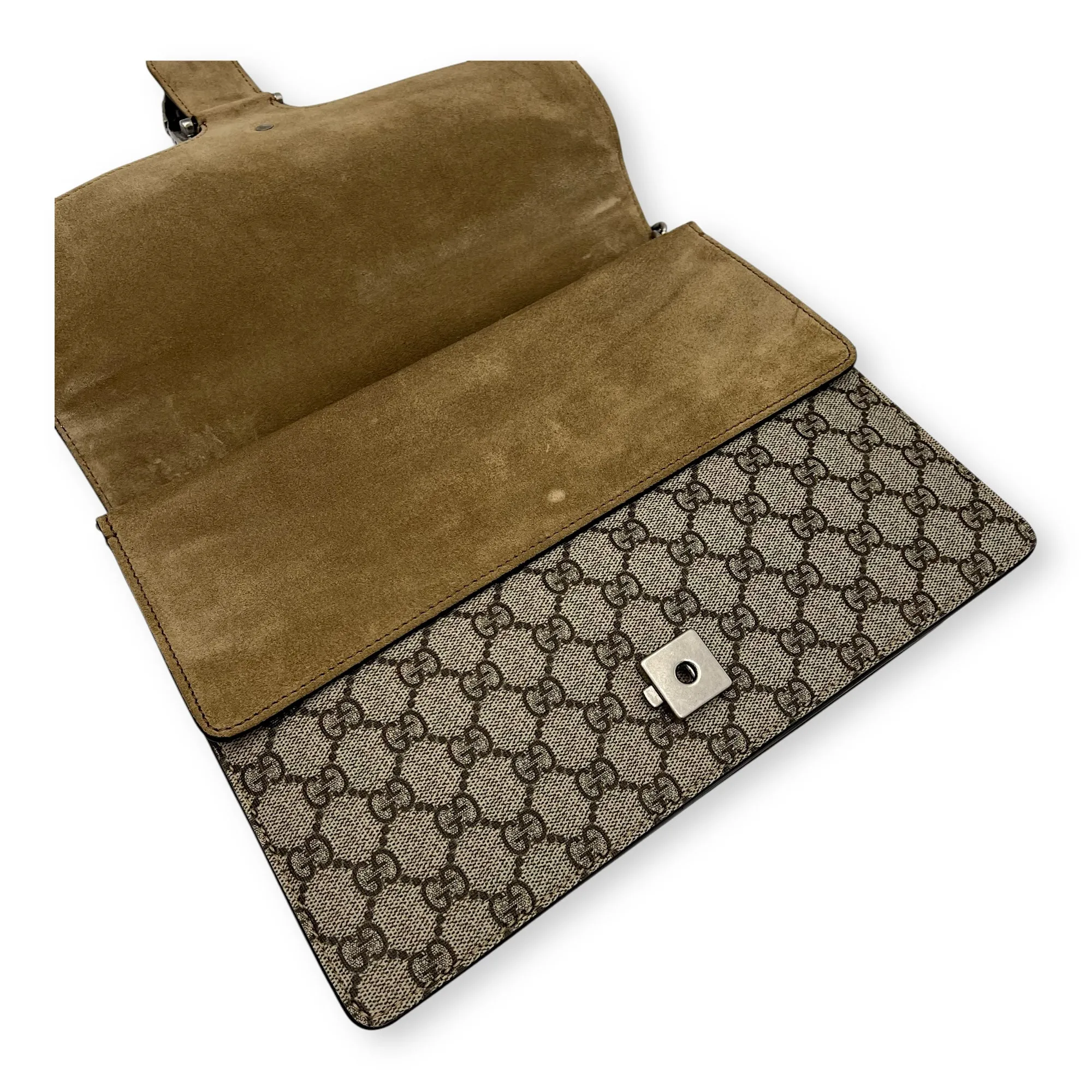 Dionysus Shoulder Bag Grey in Coated Canvas, Silver hardware