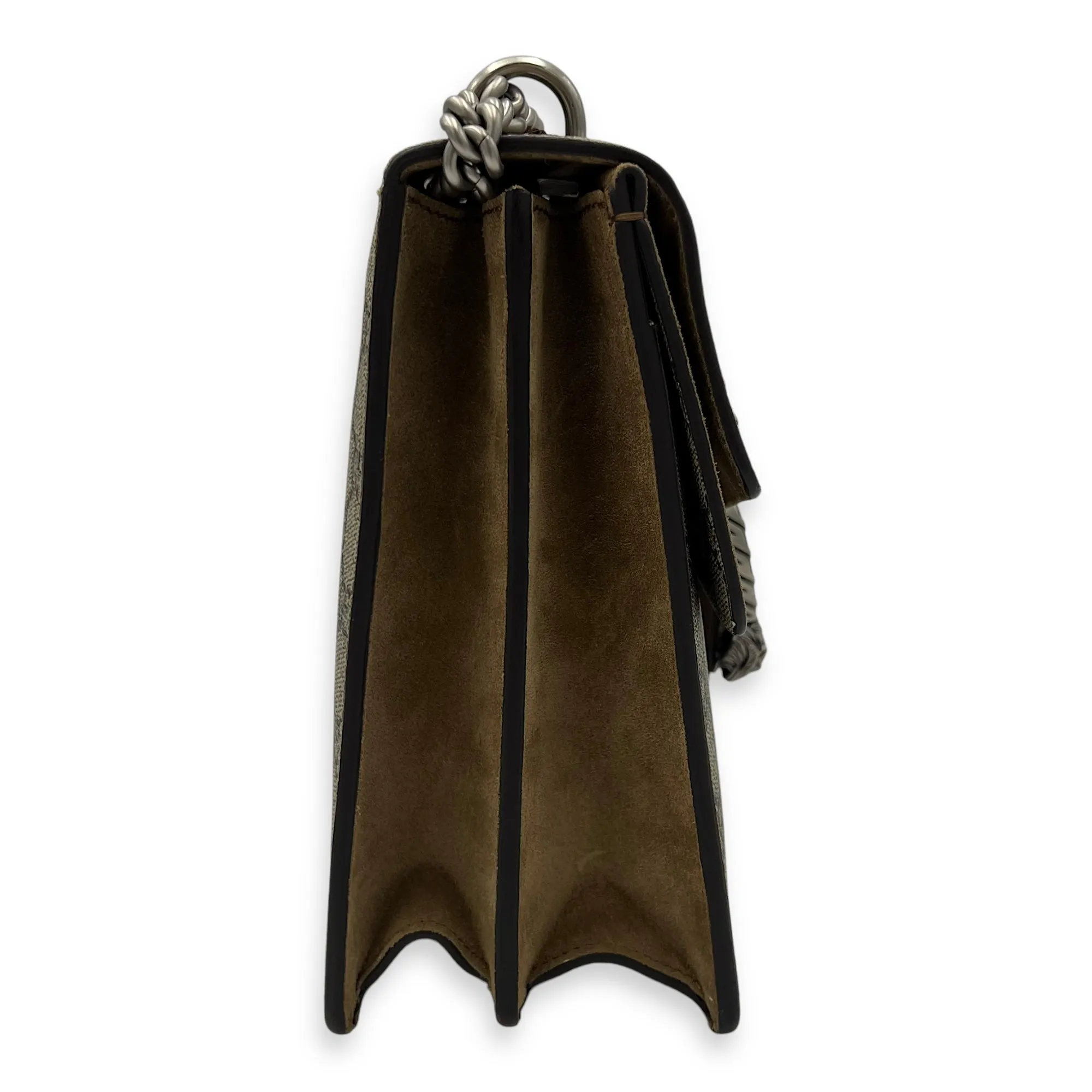 Dionysus Shoulder Bag Grey in Coated Canvas, Silver hardware