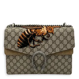 Dionysus Shoulder Bag Grey in Coated Canvas, Silver hardware