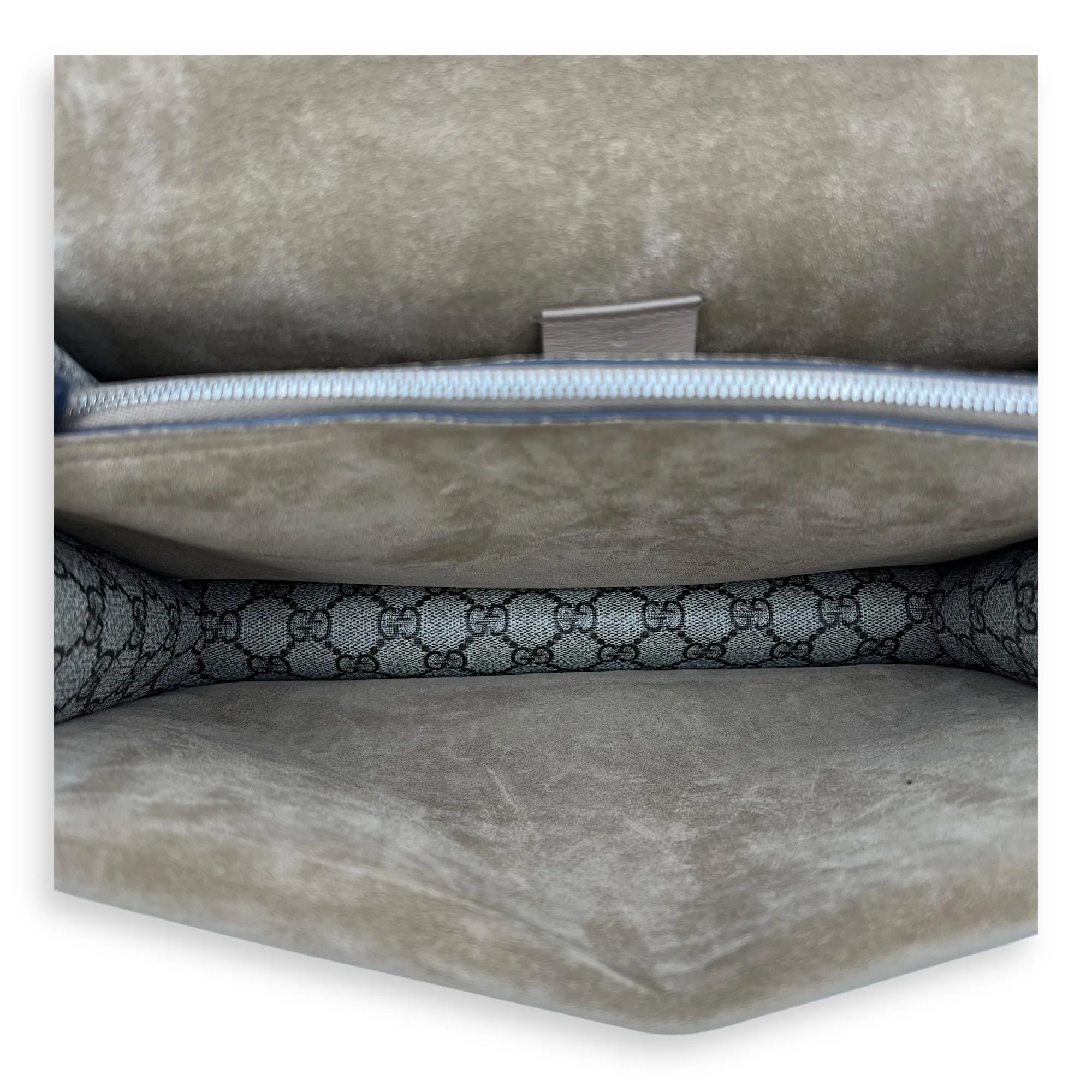Dionysus Shoulder Bag Grey in Coated Canvas, Silver hardware