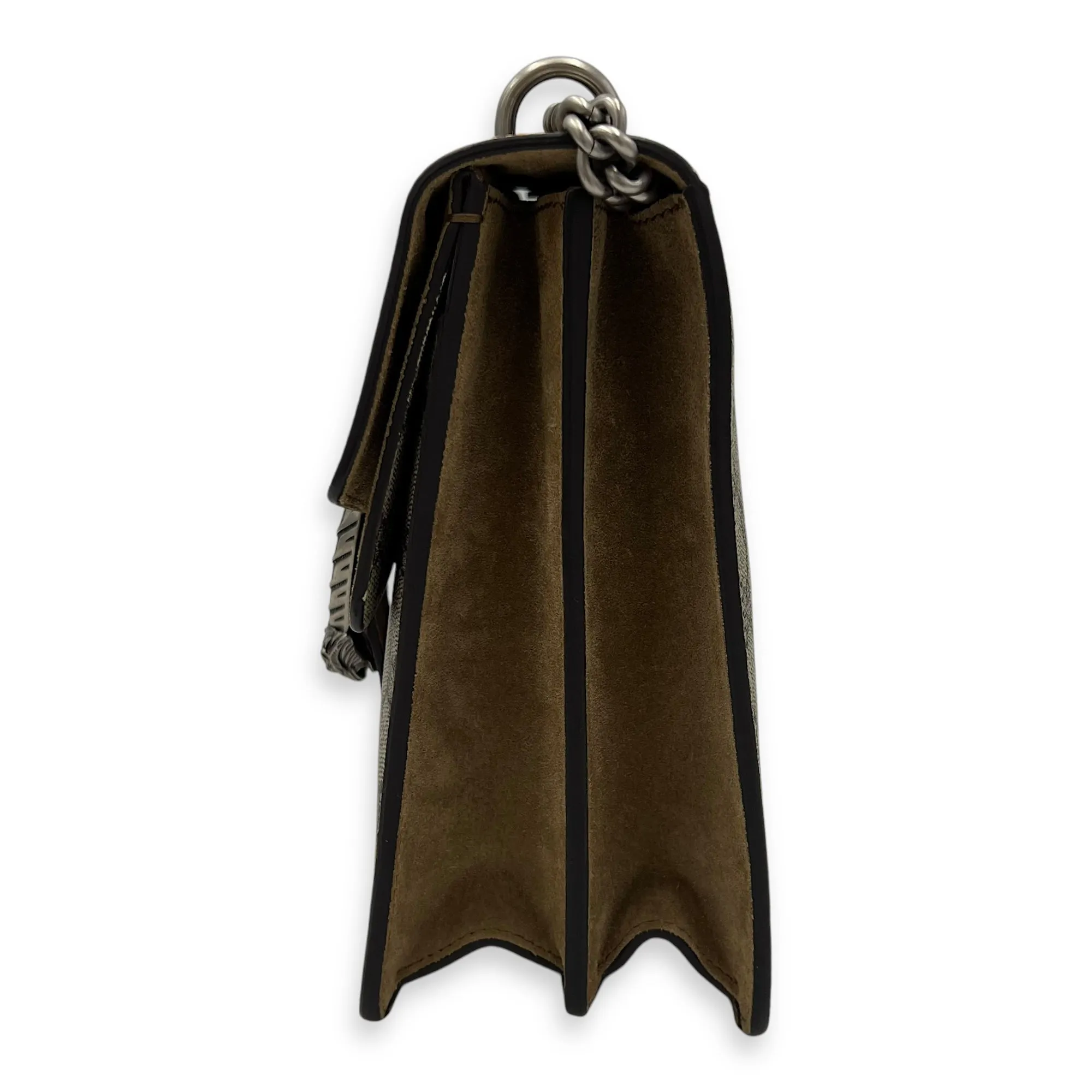Dionysus Shoulder Bag Grey in Coated Canvas, Silver hardware