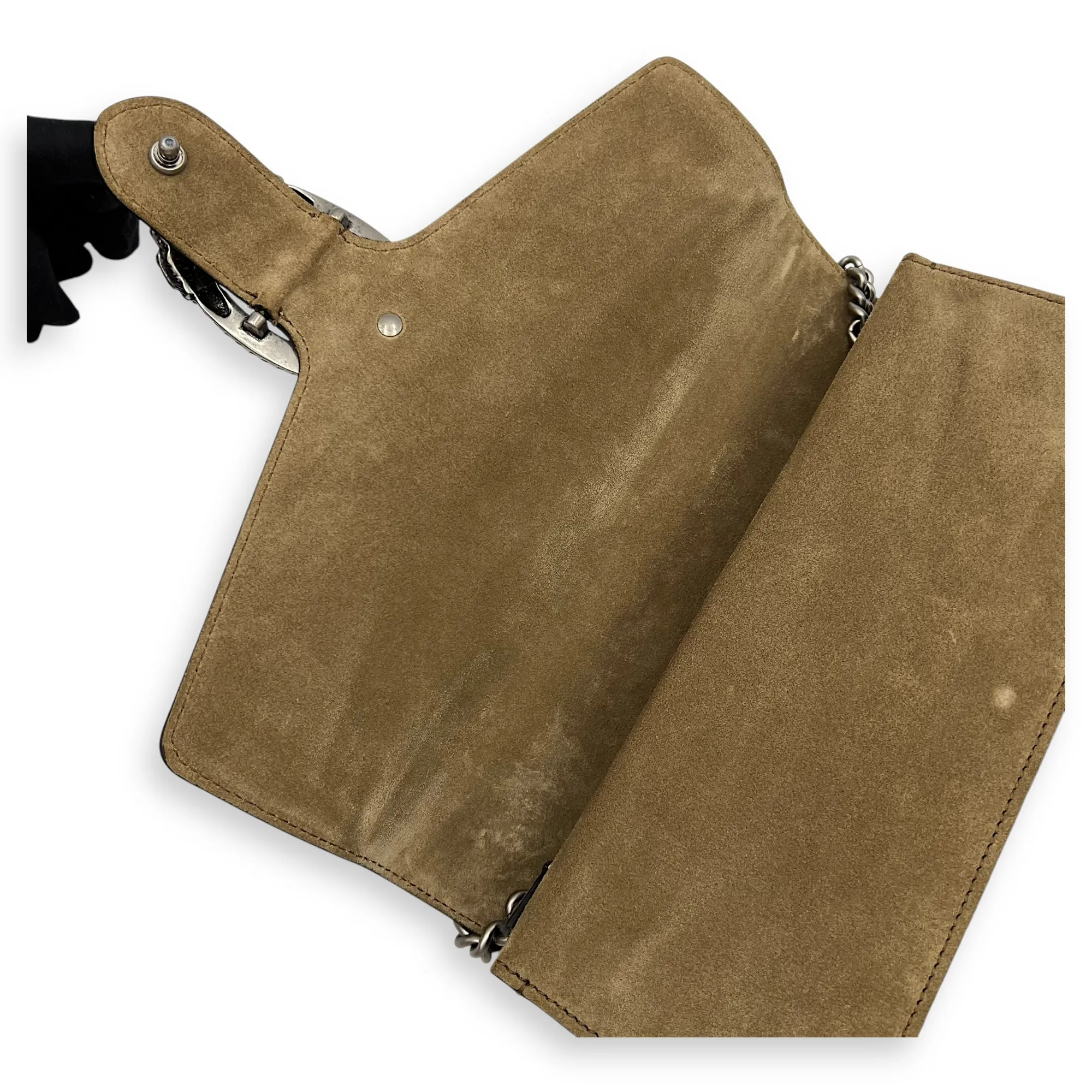 Dionysus Shoulder Bag Grey in Coated Canvas, Silver hardware