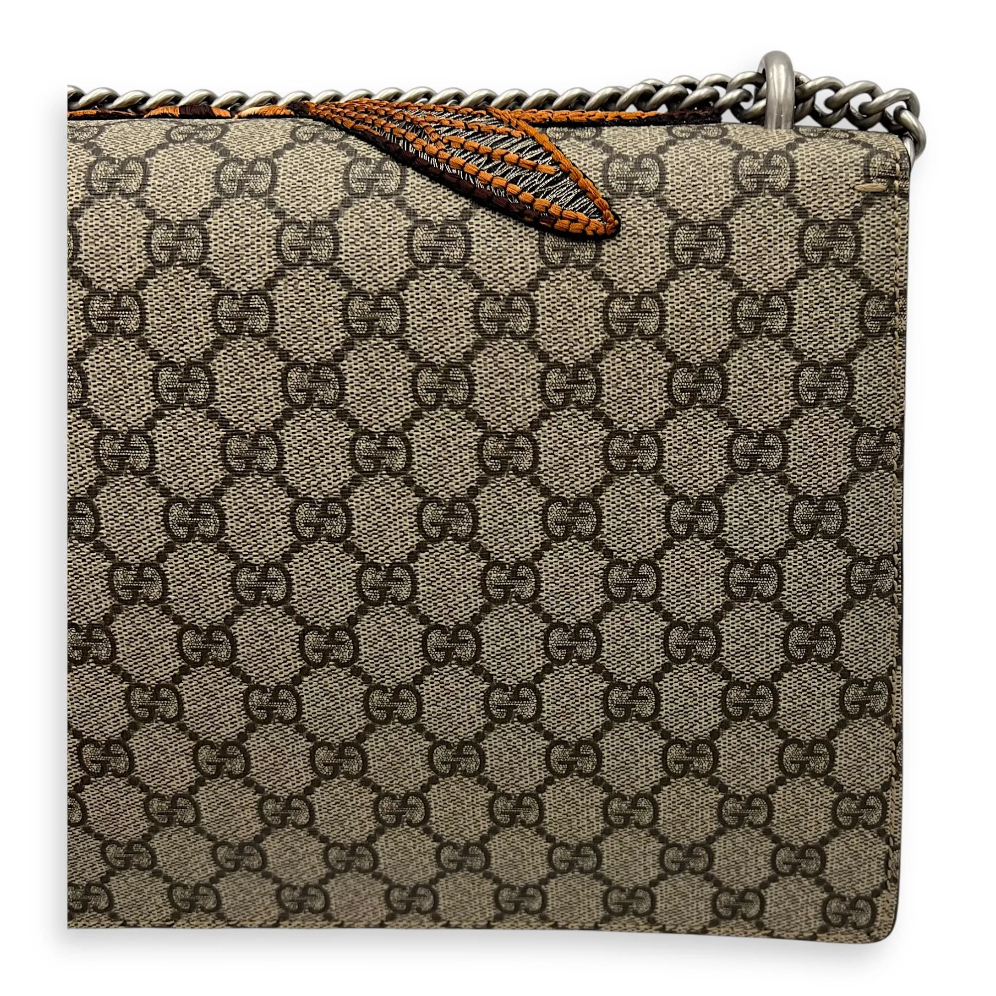 Dionysus Shoulder Bag Grey in Coated Canvas, Silver hardware