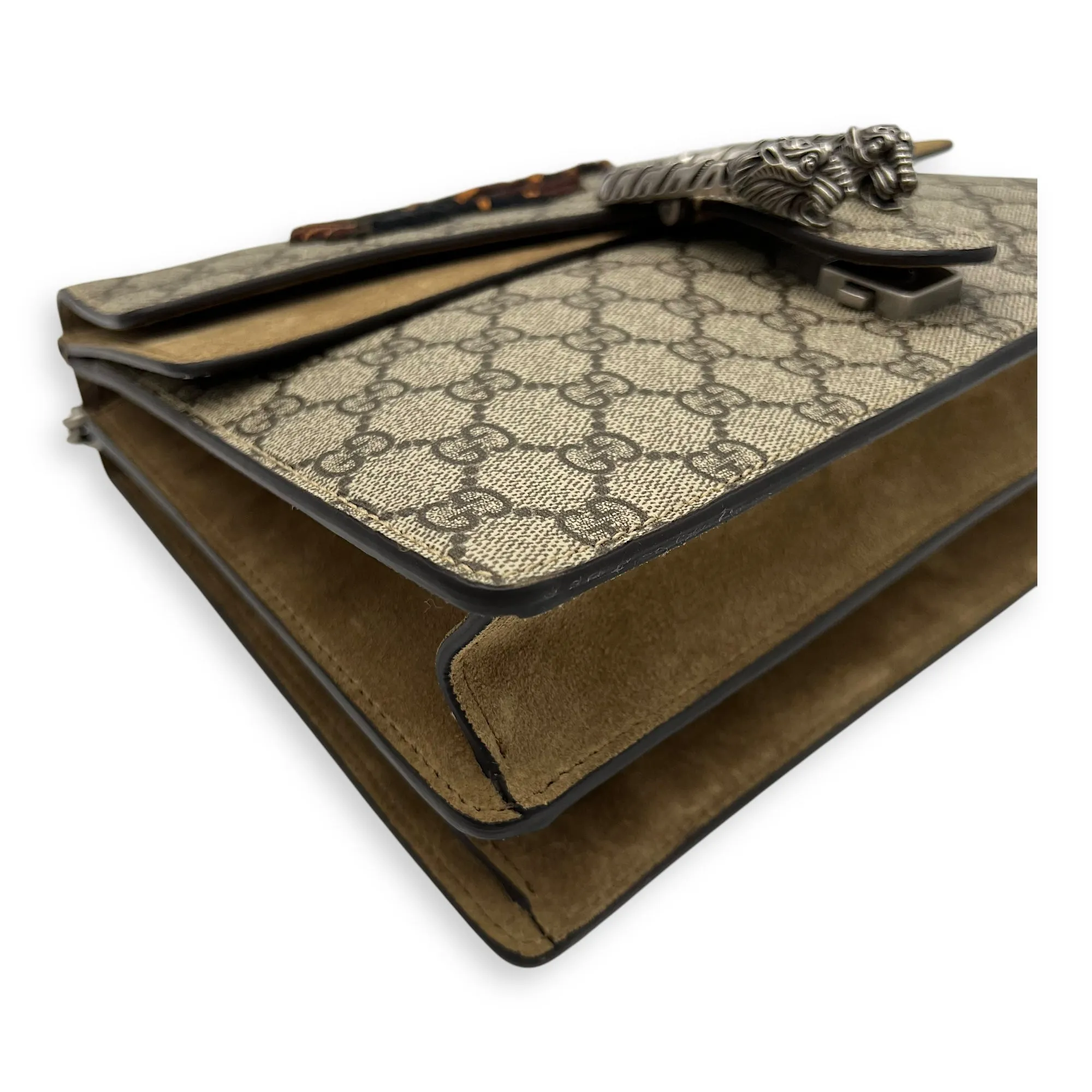 Dionysus Shoulder Bag Grey in Coated Canvas, Silver hardware