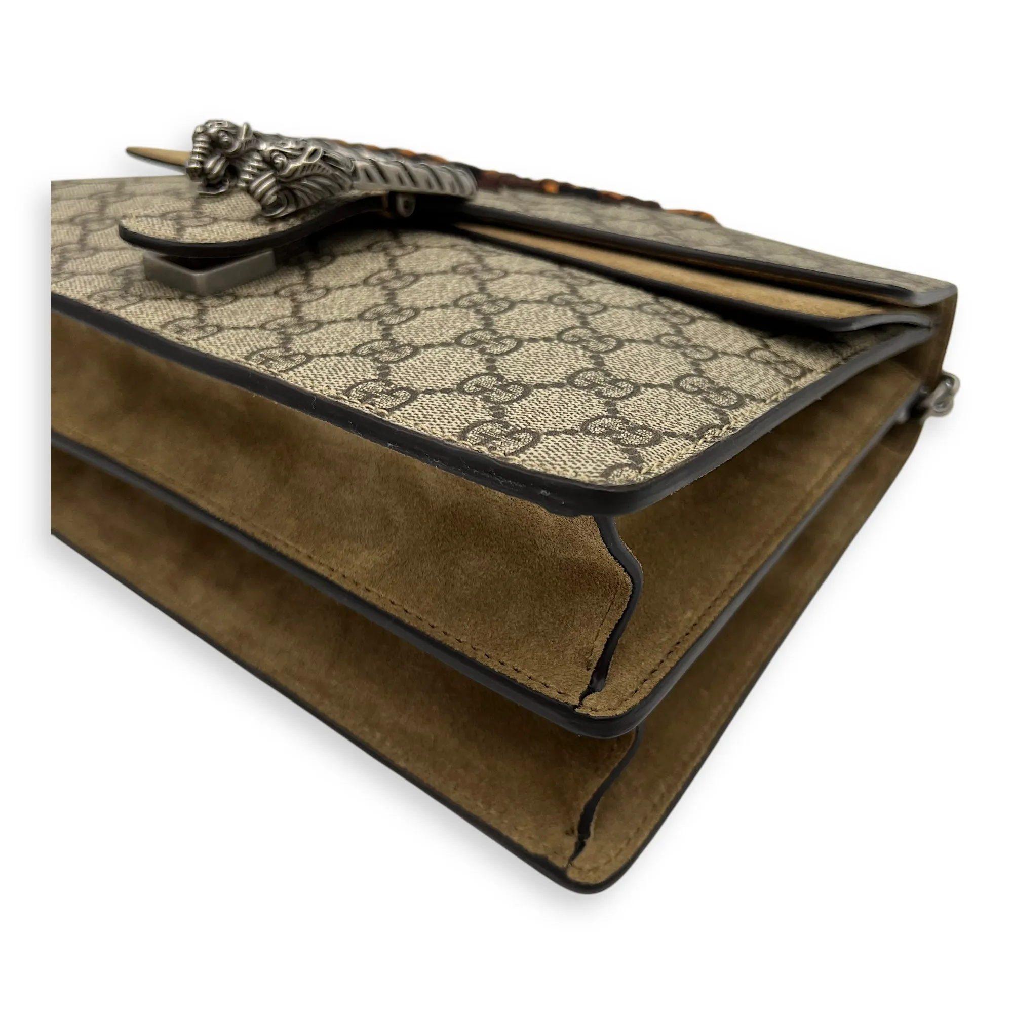 Dionysus Shoulder Bag Grey in Coated Canvas, Silver hardware