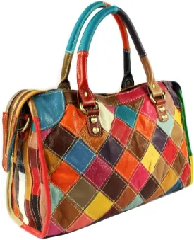 Downupdown Genuine Leather Handbags for Women Vintage Tote Bags Top Handle Boston Bag Satchel Purses Shoulder Crossbody Bag