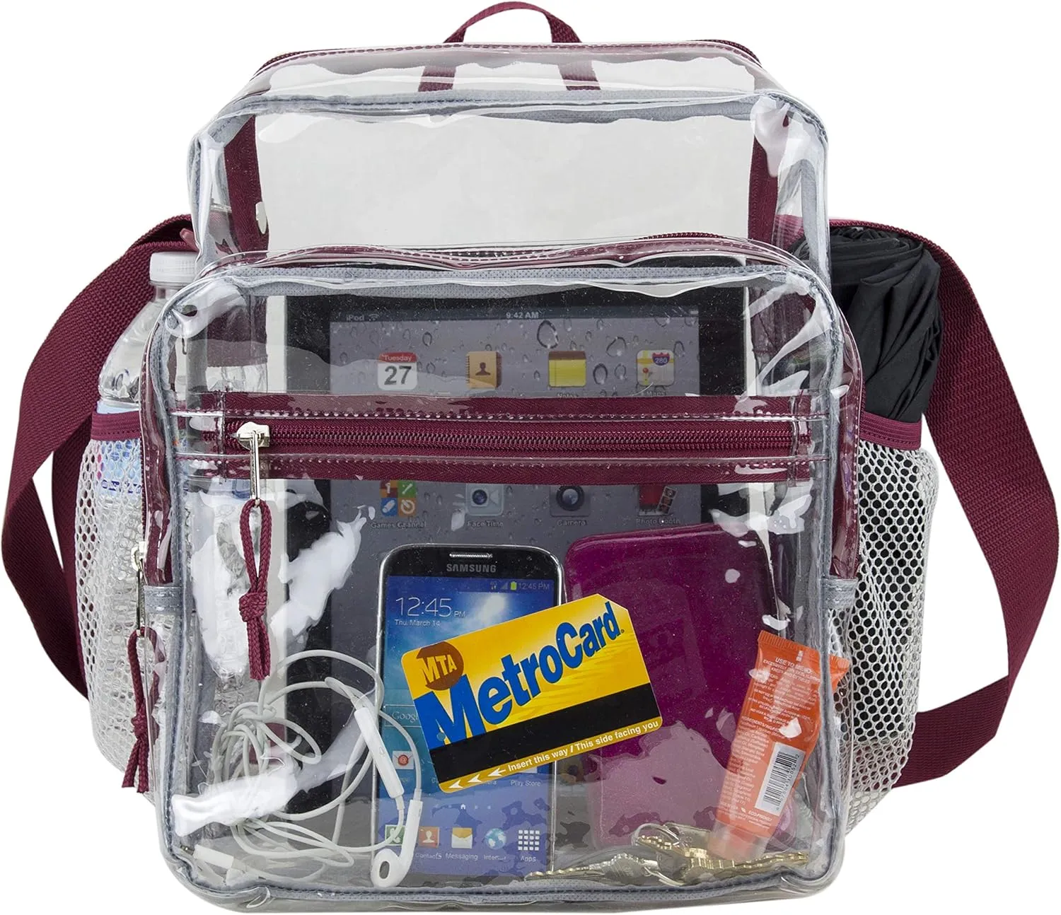 Eastsport Clear Bag Stadium Approved Events Transparent Crossbody Shoulder Messenger for Travel Beach Work Concert College
