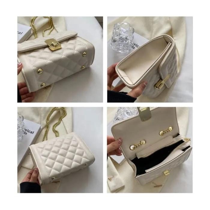 Faux Leather Chain Crossbody Bag