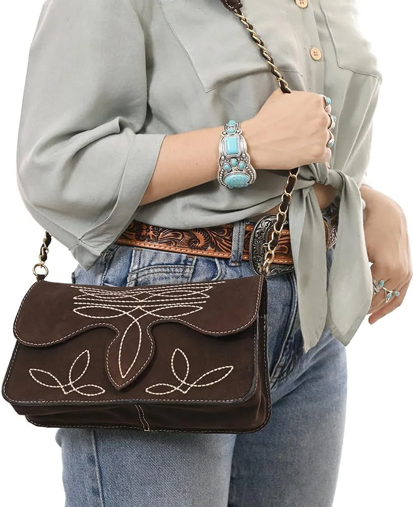 Genuine Leather Clutch Bag in Suede by American Darling