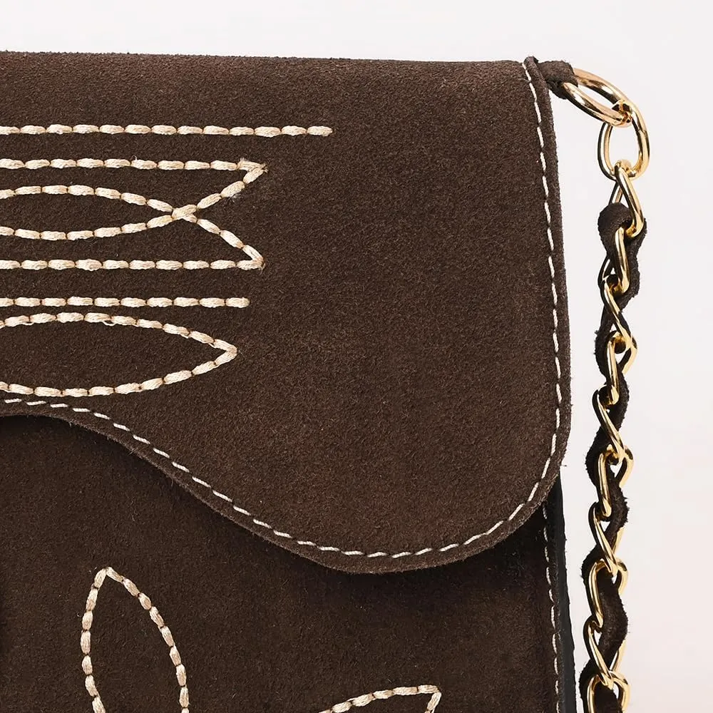 Genuine Leather Clutch Bag in Suede by American Darling