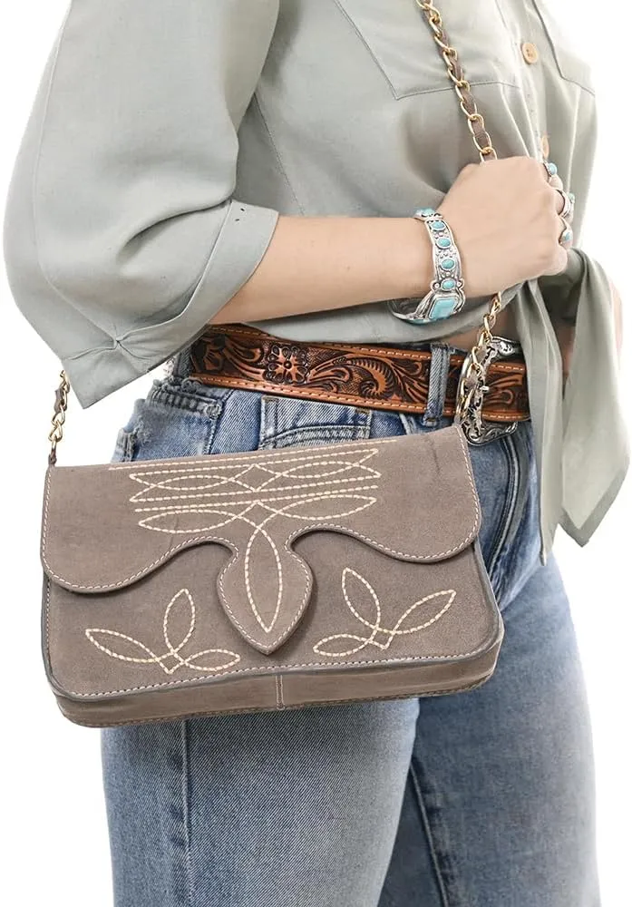 Genuine Leather Clutch Bag in Suede by American Darling
