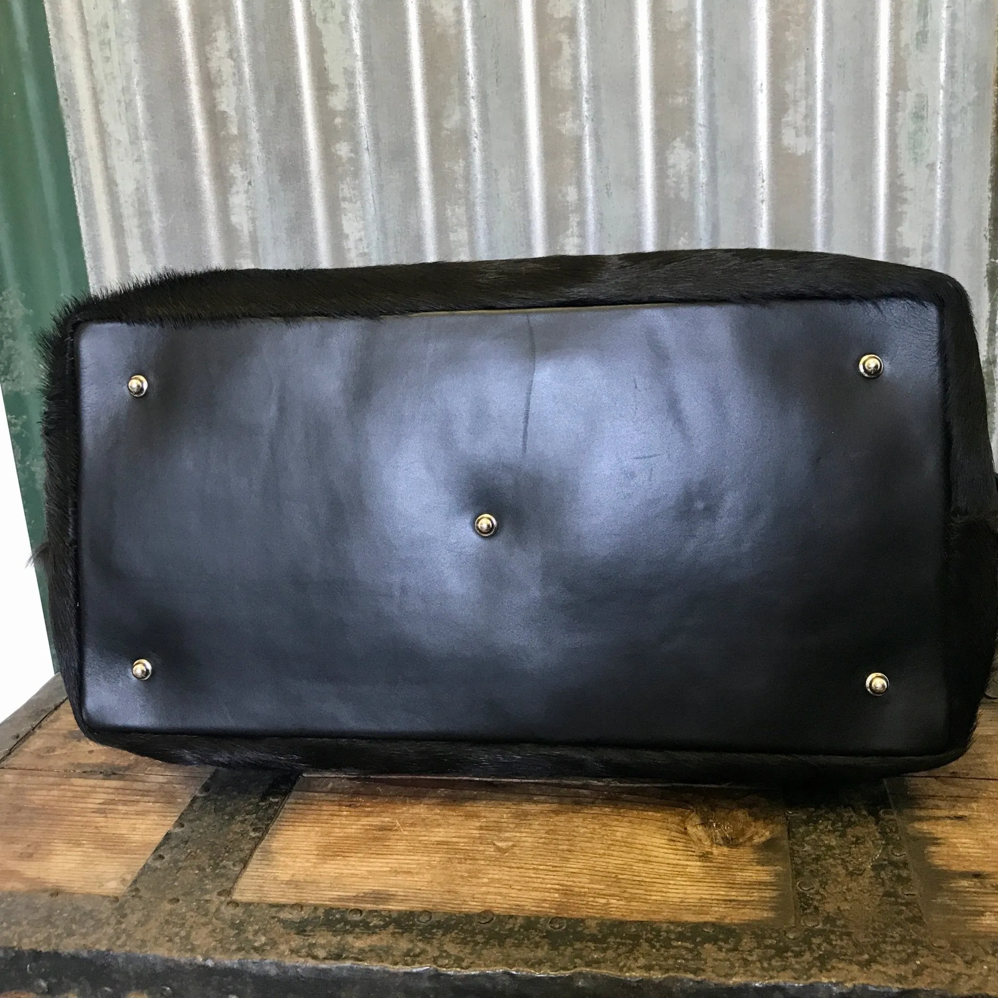 Genuine Leather Cowhide Weekend Duffel Travel Bag Dark Brown - Made in Australia - OOAK