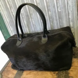 Genuine Leather Cowhide Weekend Duffel Travel Bag Dark Brown - Made in Australia - OOAK