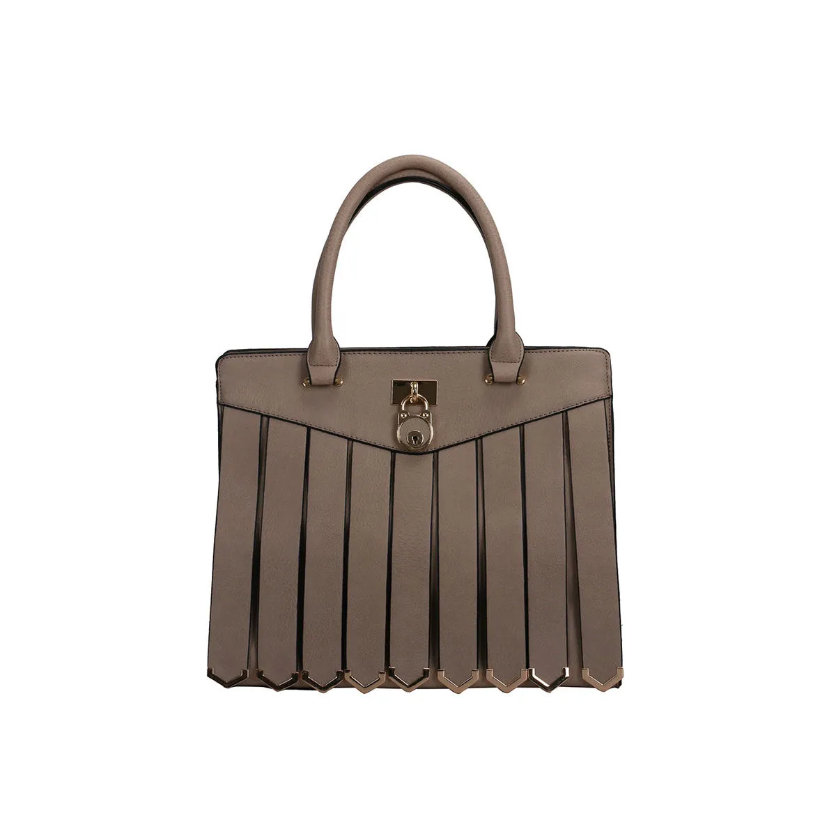 Gladiator Beige Tote Bag With Padlock Trim