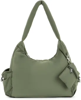 GOKTOW Quilted Puffer Tote Bag for Women,Crescent Nylon Hobo Crossbody Shoulder Bags for Gym Work Travel Trendy Handbags