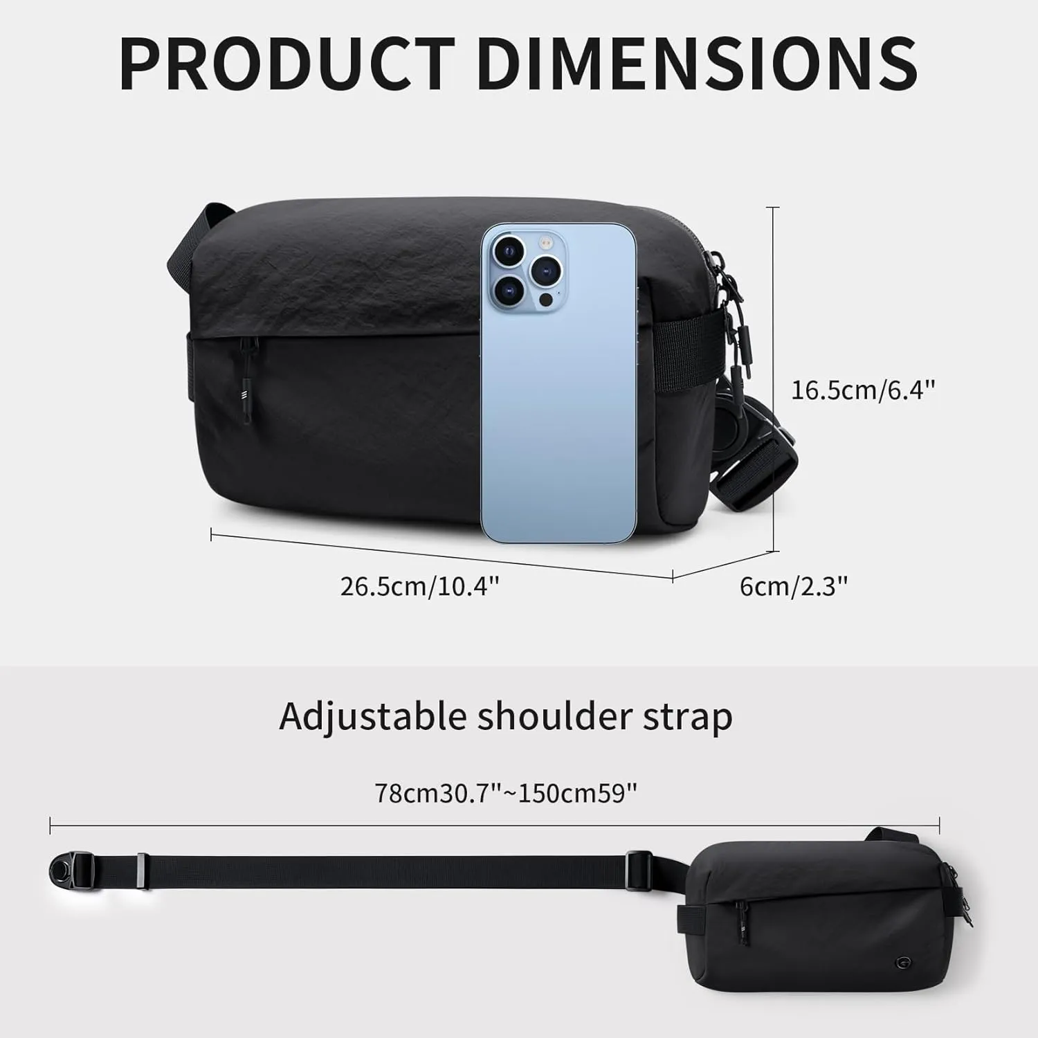 GOLF SUPAGS Crossbody Sling Bag for Women Men Chest Bag for Outdoors Leisure Hiking Traveling