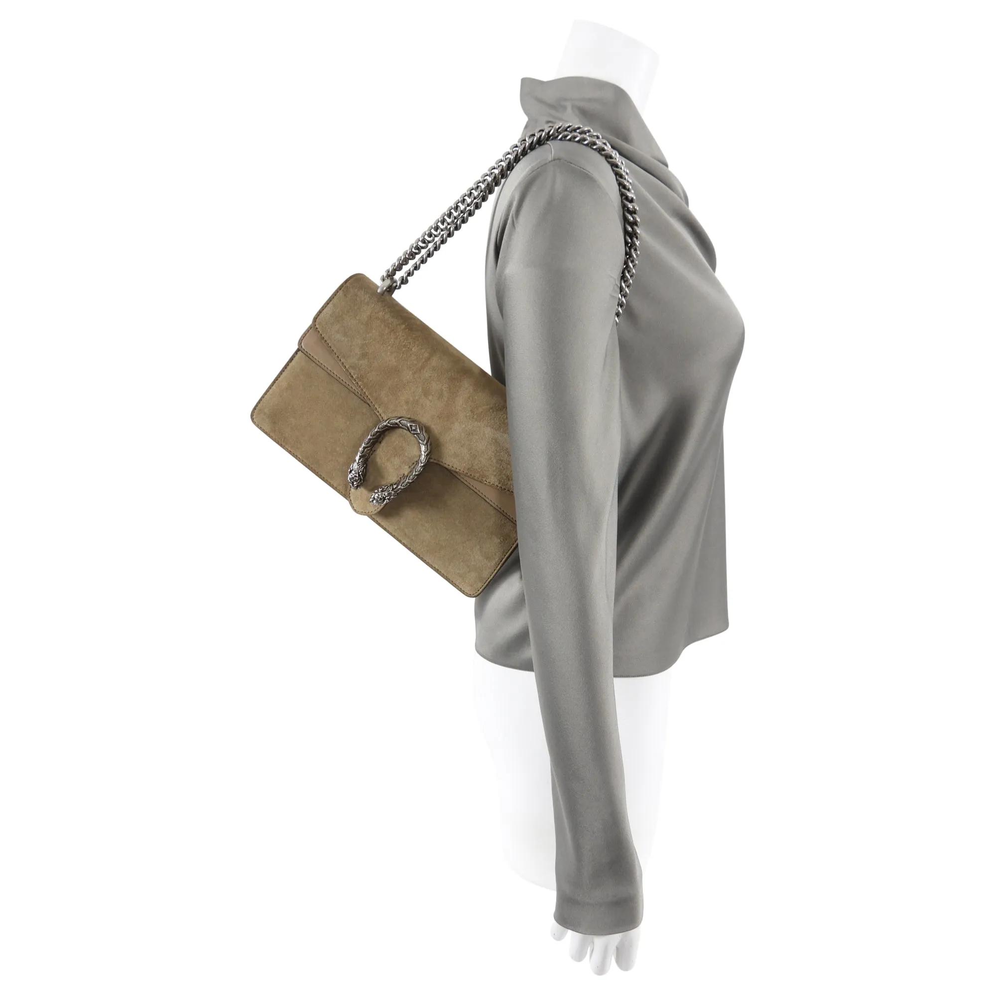 Gucci Beige Suede Small Dionysus Chain Shoulder Bag