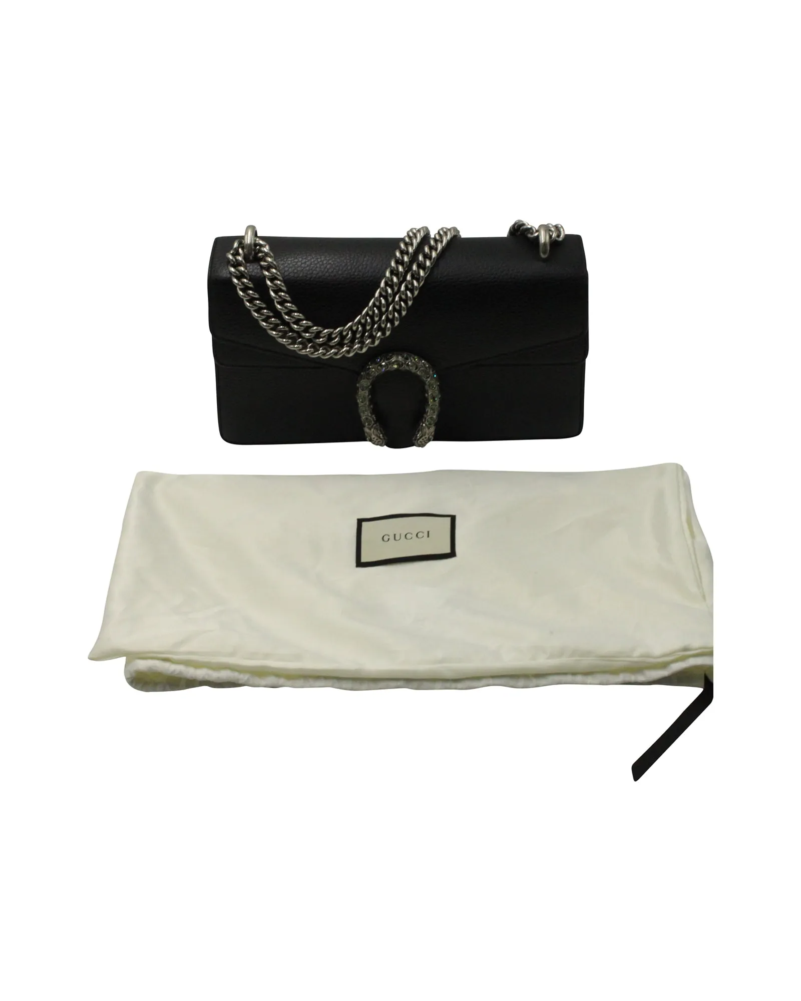 Gucci Small Dionysus Shoulder Bag in Black Leather