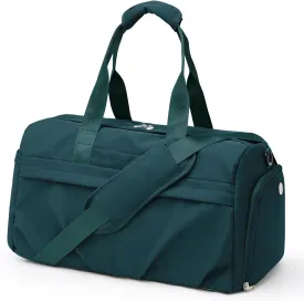 Gym Bag for Women Men with Shoe Compartment, Sport Duffel Bag, Waterproof Travel Weekender Overnight Carry on Bag for Yoga with Trolley Sleeve, Peacock Blue
