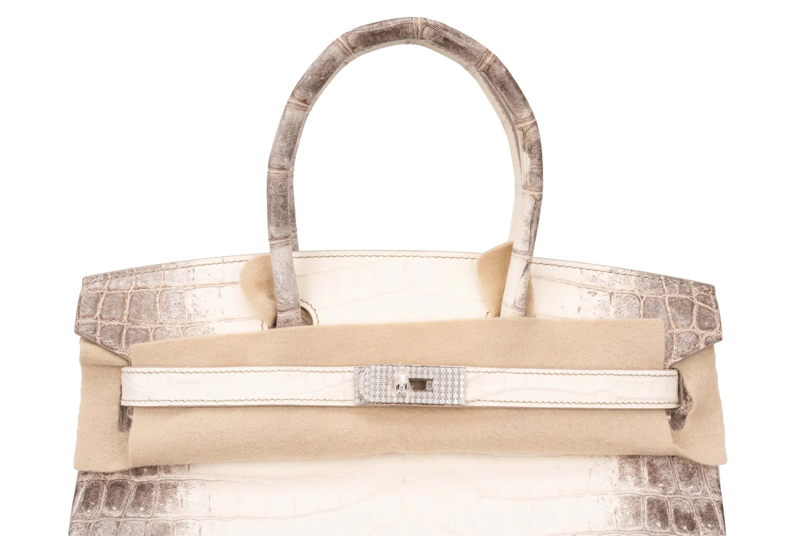 Hermès Birkin 30 Exotic Himalayan Blanc Crocodile Niloticus White Gold And Diamond