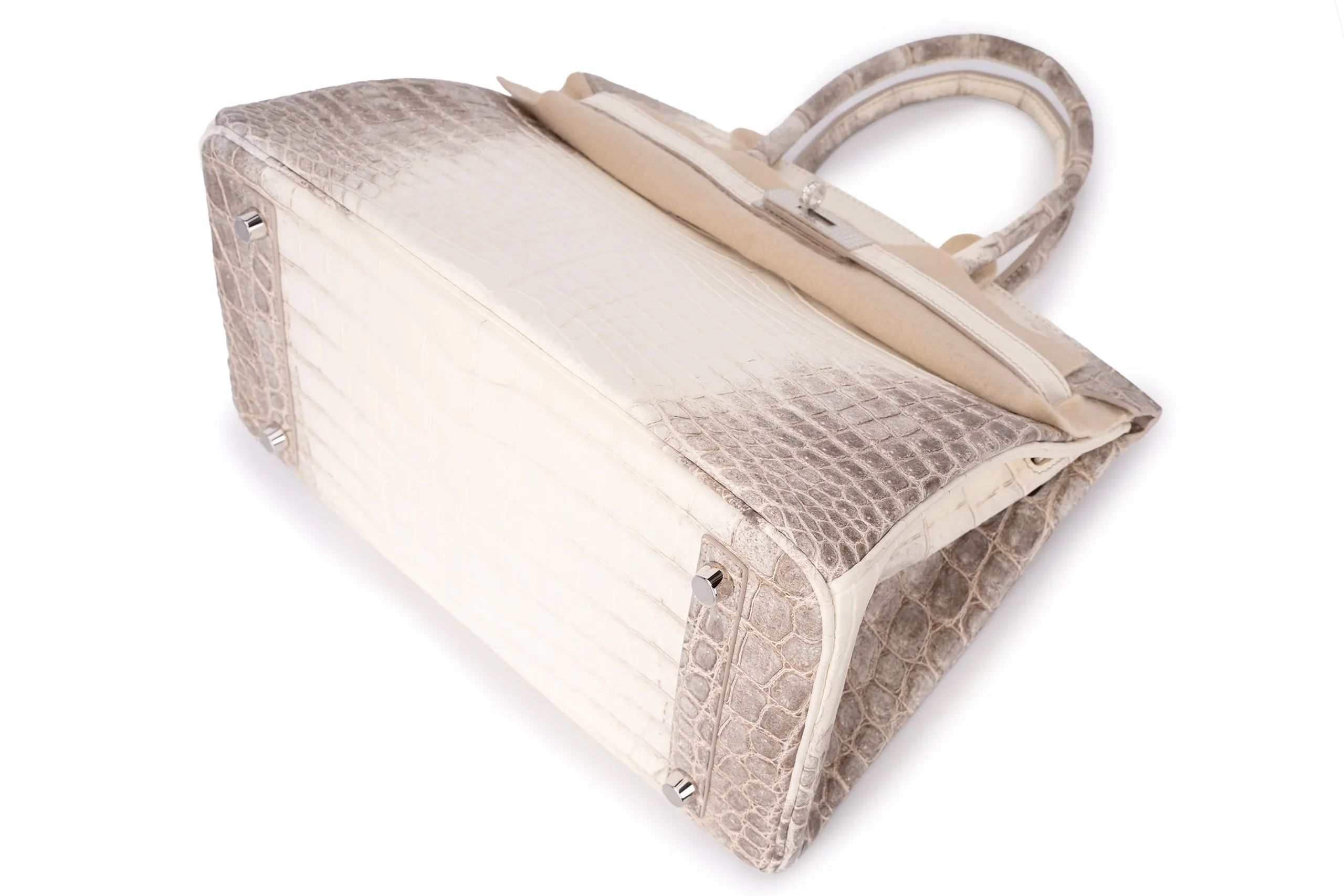 Hermès Birkin 30 Exotic Himalayan Blanc Crocodile Niloticus White Gold And Diamond